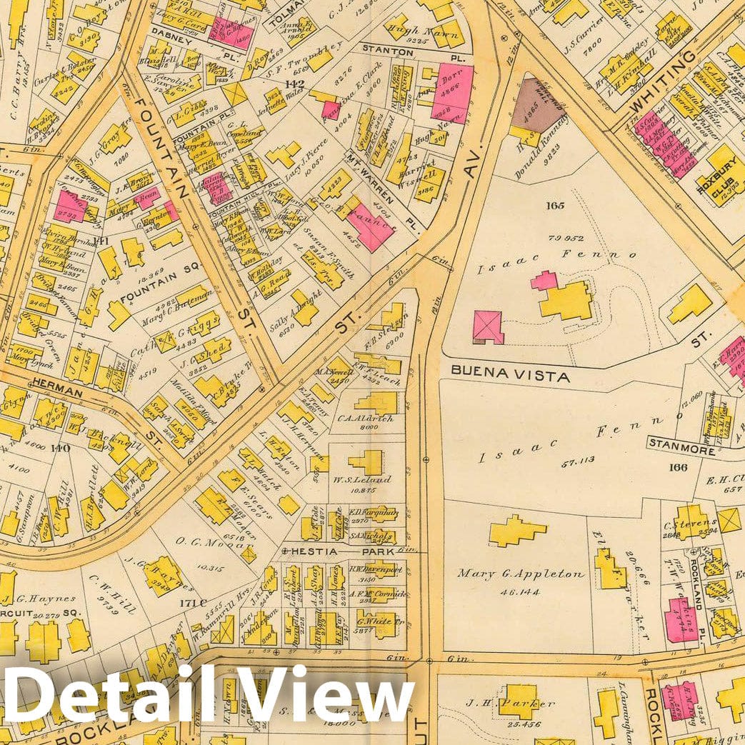 Historic Map : Atlas City of Boston, City Proper and Roxbury, Boston & Roxbury 1890 Plate 028 , Vintage Wall Art