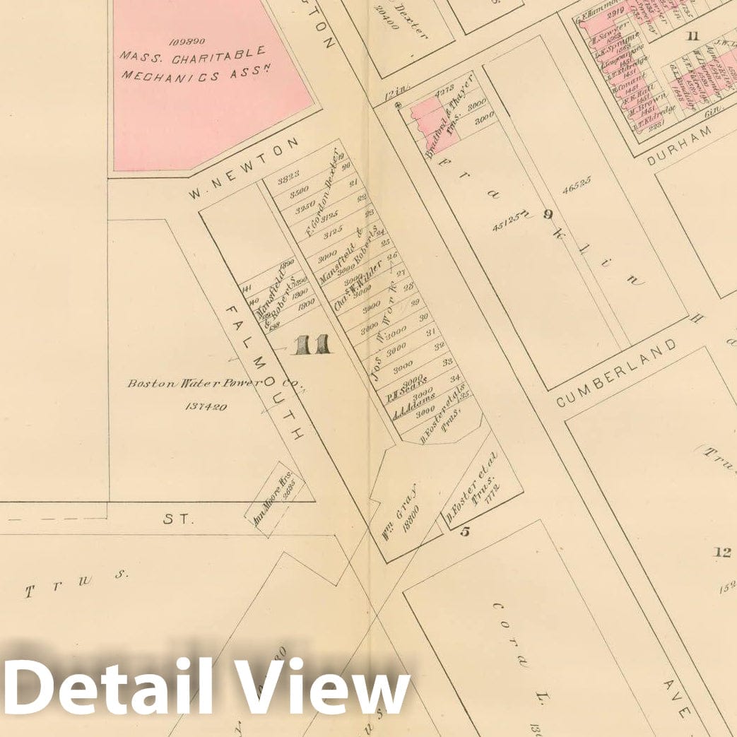 Historic Map : Atlas City of Boston, Boston Proper, Volume I, Boston 1883 Plate T , Vintage Wall Art