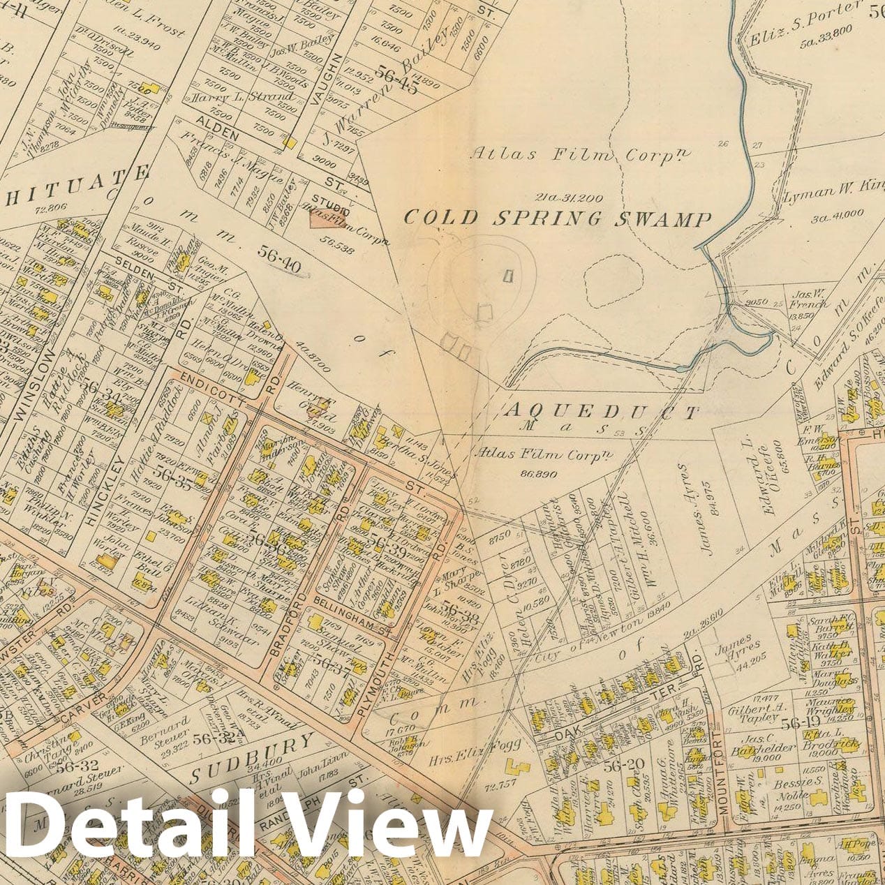 Historic Map : Atlas City of Newton Massachusetts 1917 Plate 021 , Vintage Wall Art