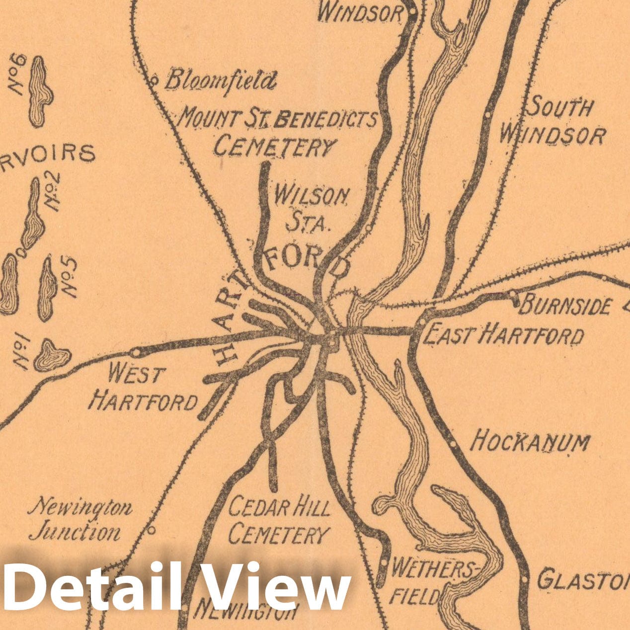 Historic Map : Hartford Street Railways 1899 , Vintage Wall Art
