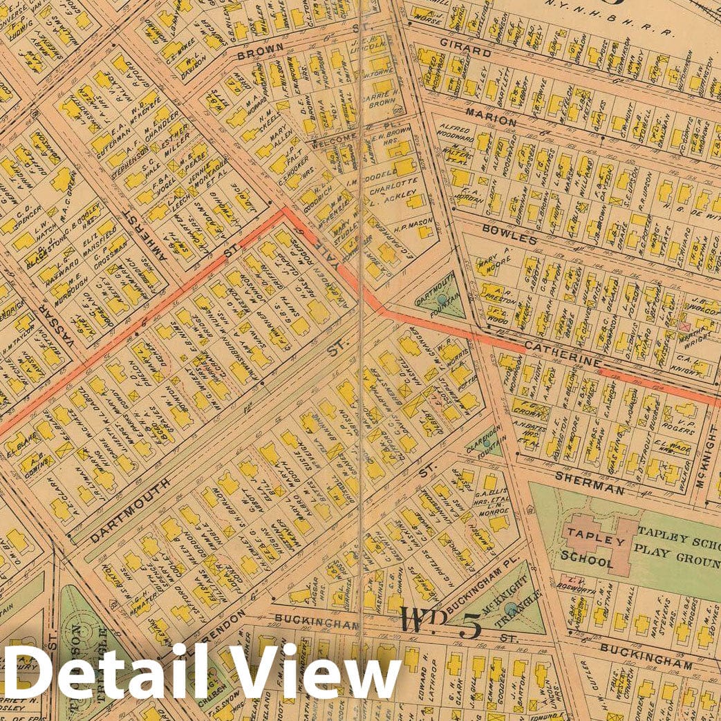Historic Map : Atlas City of Springfield and The Town of Longmeadow 1910 Plate 013 , Vintage Wall Art