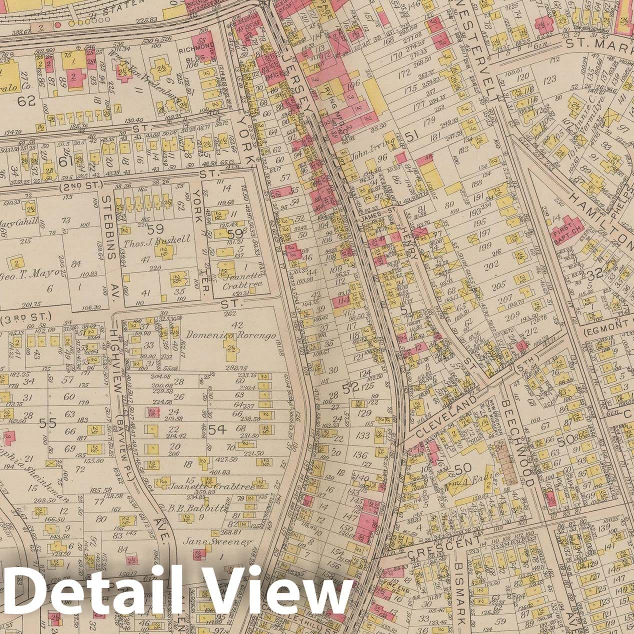 Historic Map : Atlas of Staten Island, Borough of Richmond, Vol 1, Staten Island 1917 Plate 004 , Vintage Wall Art