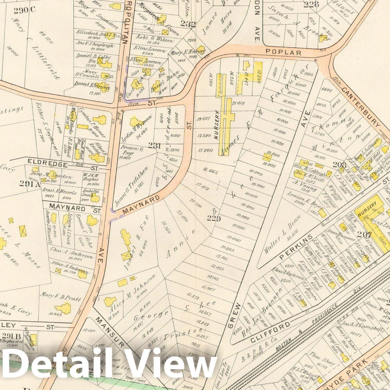 Historic Map : West Roxbury, Jamaica Plain & Roslindale, Roslindale 1905 Plate 016 , Vintage Wall Art