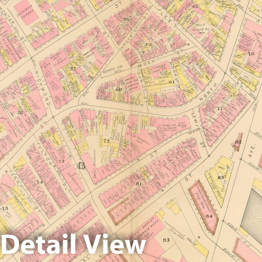 Historic Map : Atlas City of Boston, Boston Proper, Volume I, Boston 1883 Plate B , Vintage Wall Art