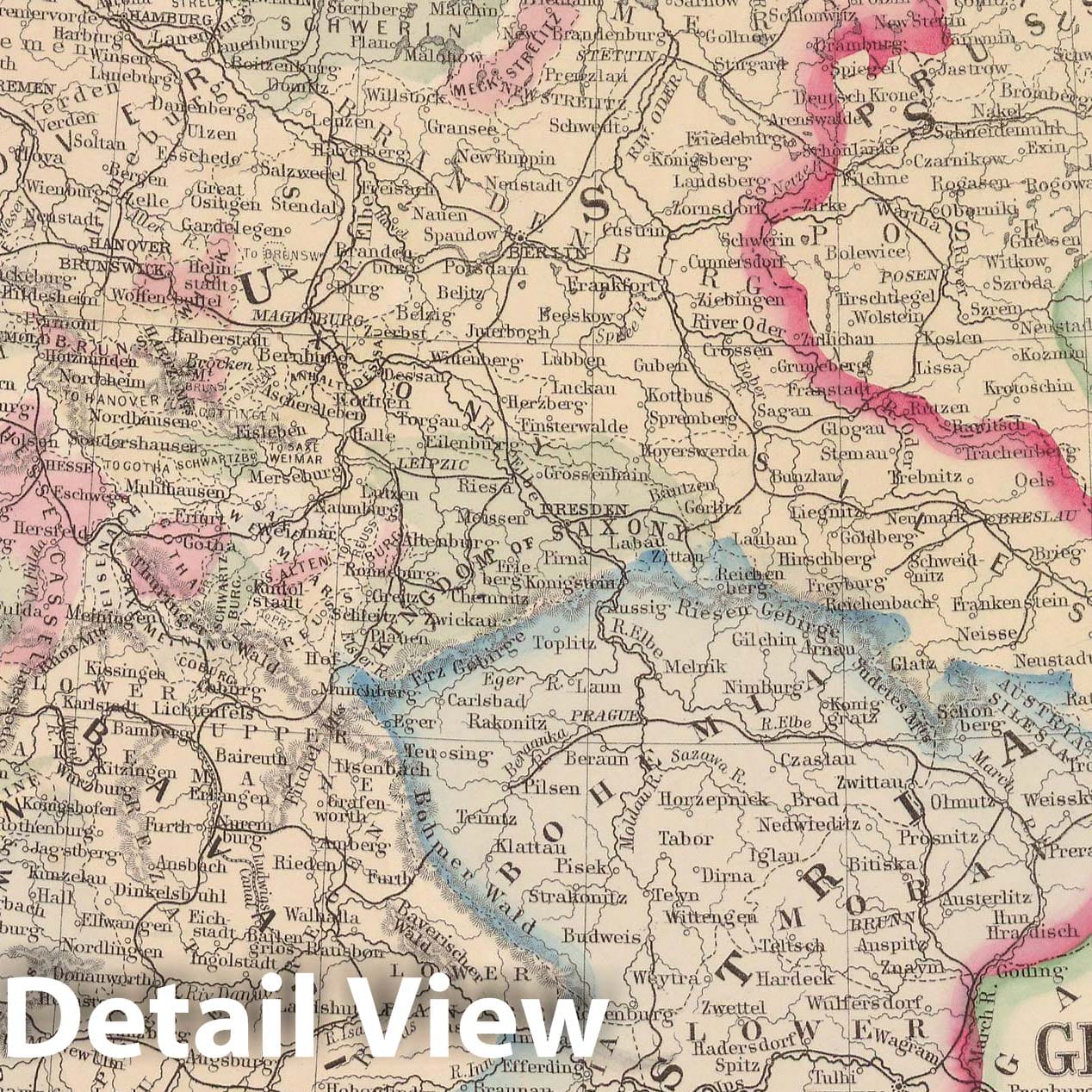 Historic Map : Prussia 1864 , New General (World) Atlas , Vintage Wall Art