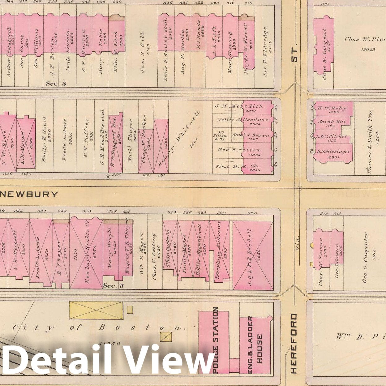 Historic Map : Atlas City of Boston, City Proper, Vol. 2, Boston 1888 Plate 040 , Vintage Wall Art