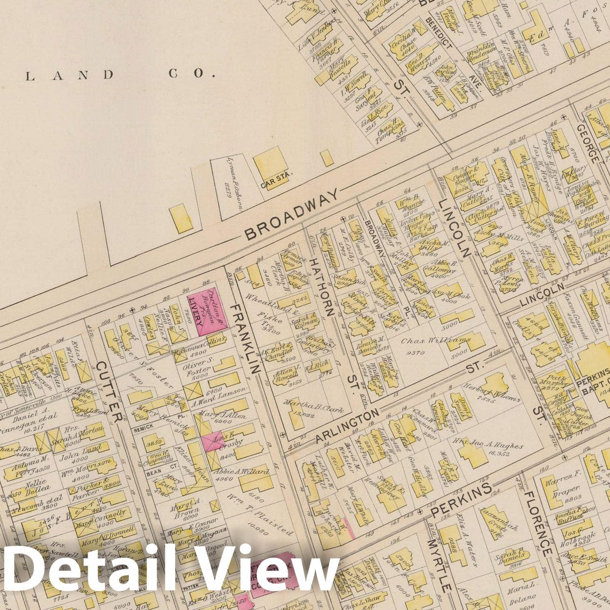 Historic Map : Atlas City of Somerville, Somerville 1895 Plate 010 , Vintage Wall Art