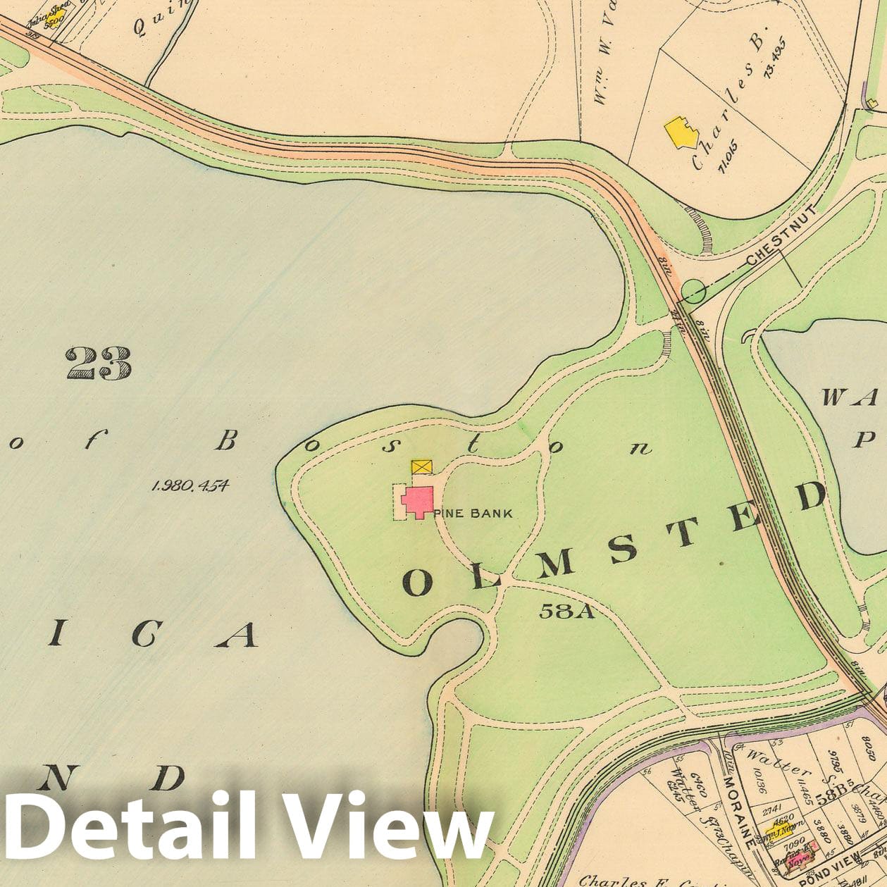 Historic Map : Atlas City of Boston, West Roxbury, Jamaica Plain 1914 Plate 009 , Vintage Wall Art