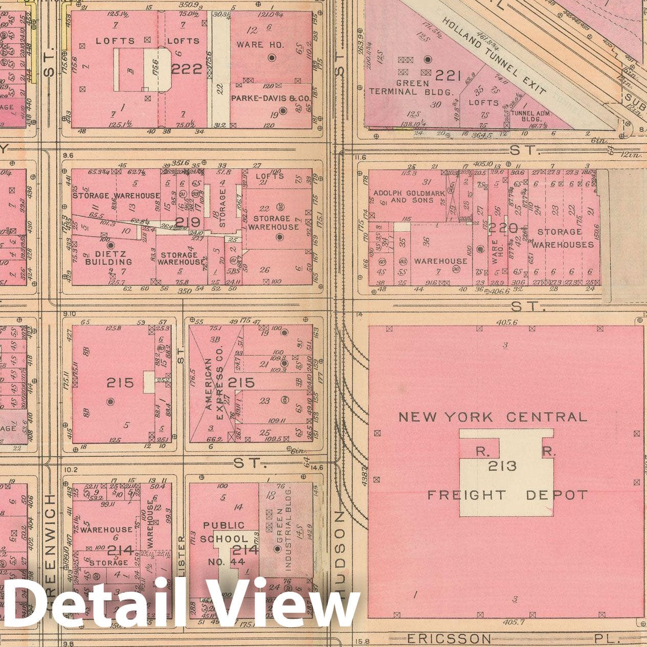 Historic Map : Atlas City of New York, Borough of Manhattan, Vol 1, Batery to 14th St 1922 - 1935 Plate 010 , Vintage Wall Art
