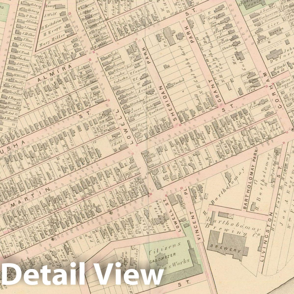 Historic Map : Atlas of Rochester, NY, Rochester 1875 Plate 010 , Vintage Wall Art