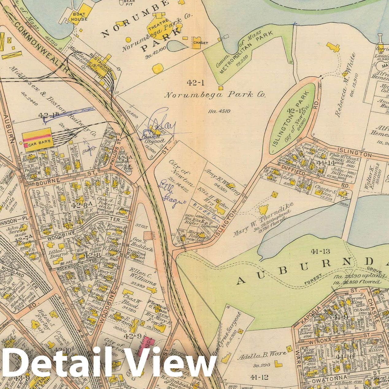 Historic Map : Atlas City of Newton Massachusetts 1917 Plate 009 , Vintage Wall Art