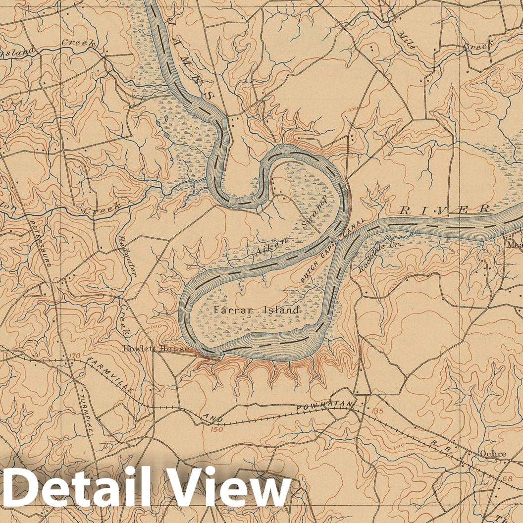 Historic Map : USGS 7.5 Minute Sheets and Quadrangles, Bermuda Hundred 1917 Topographic Map , Vintage Wall Art