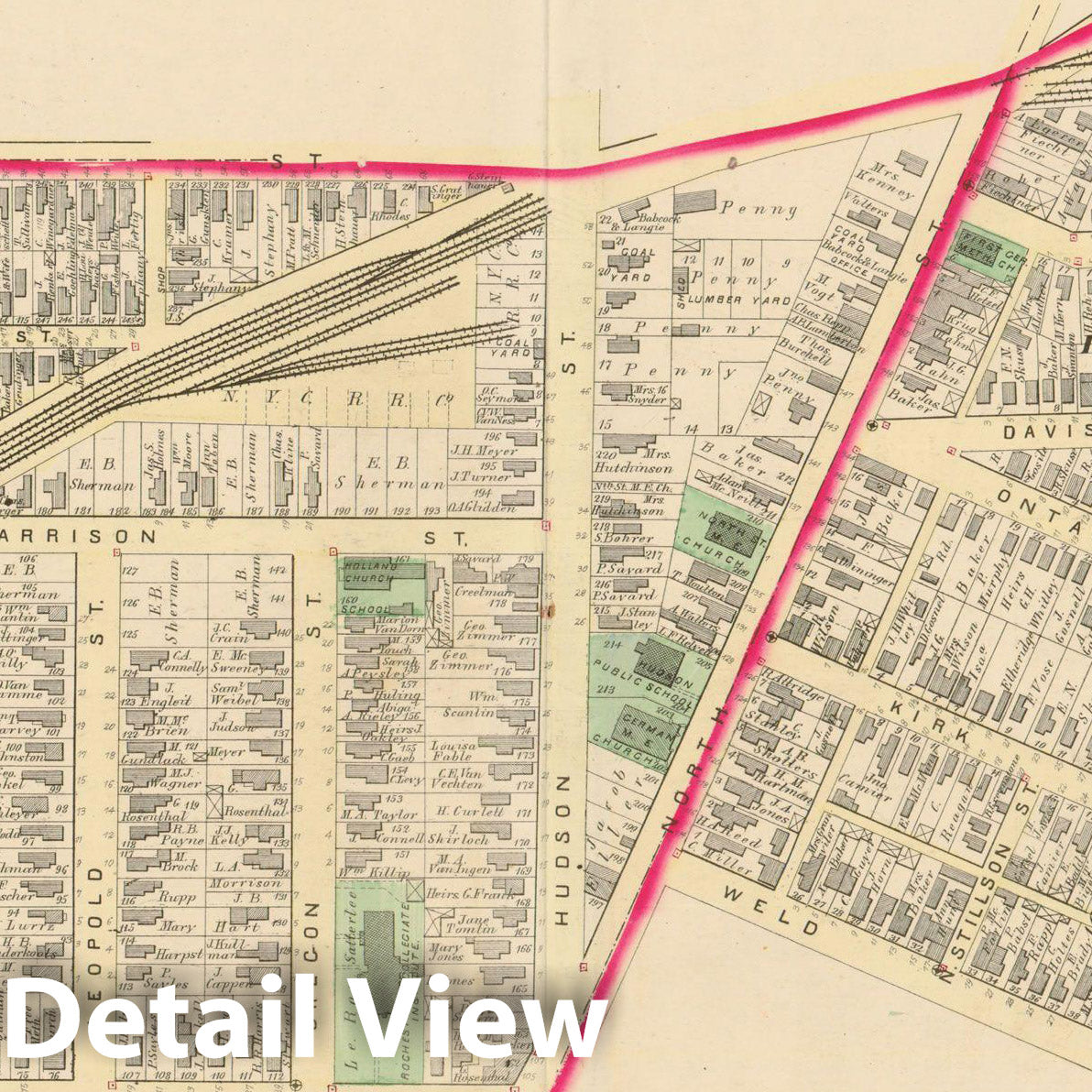Historic Map : Atlas of Rochester, NY, Rochester 1875 Plate 013 , Vintage Wall Art