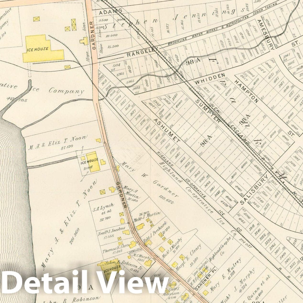 Historic Map : West Roxbury, Jamaica Plain & Roslindale, 1905 Plate 024 , Vintage Wall Art