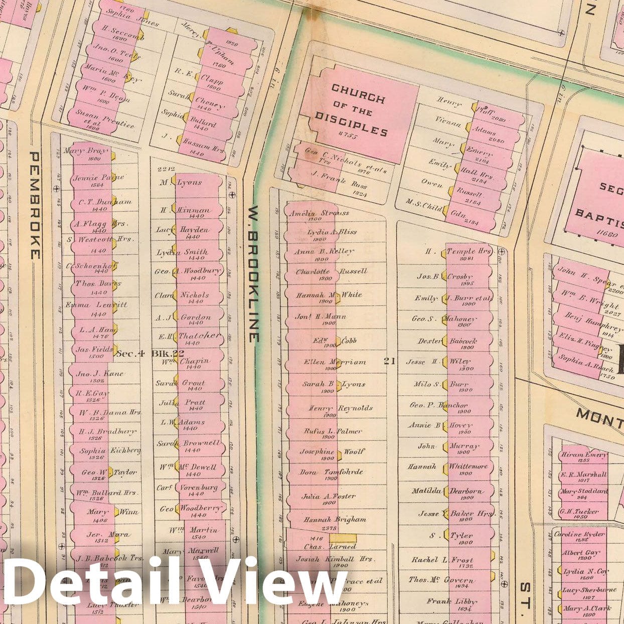 Historic Map : Atlas City of Boston, City Proper, Vol. 2, Boston 1888 Plate 064 , Vintage Wall Art