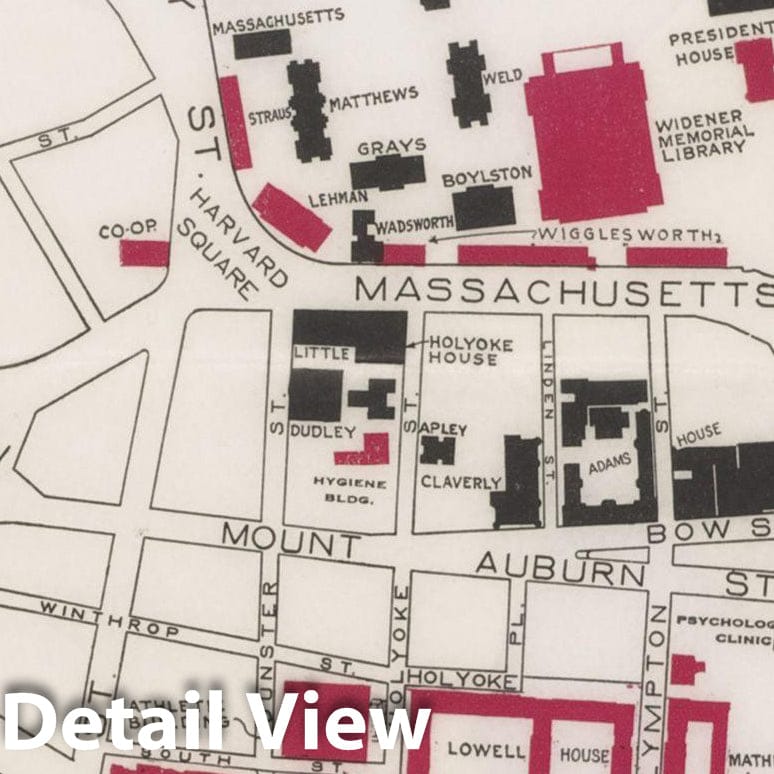 Historic Map : Harvard University & Harvard Square , Vintage Wall Art