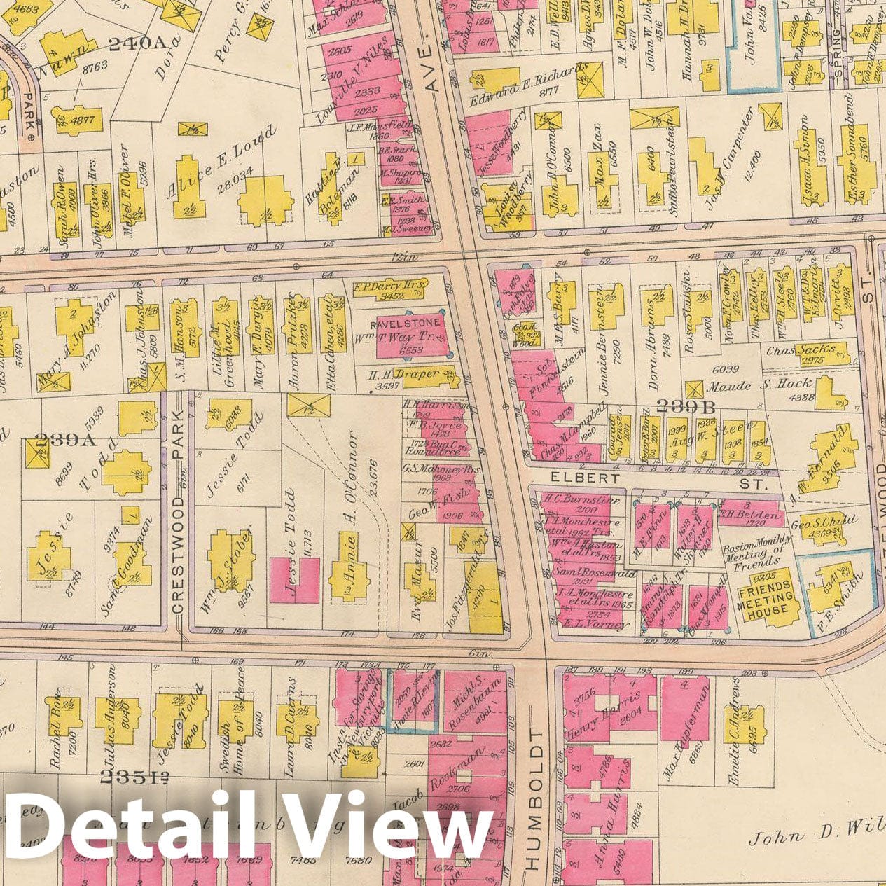 Historic Map : Atlas City of Boston, Roxbury, Roxbury 1915 Plate 032 , Vintage Wall Art