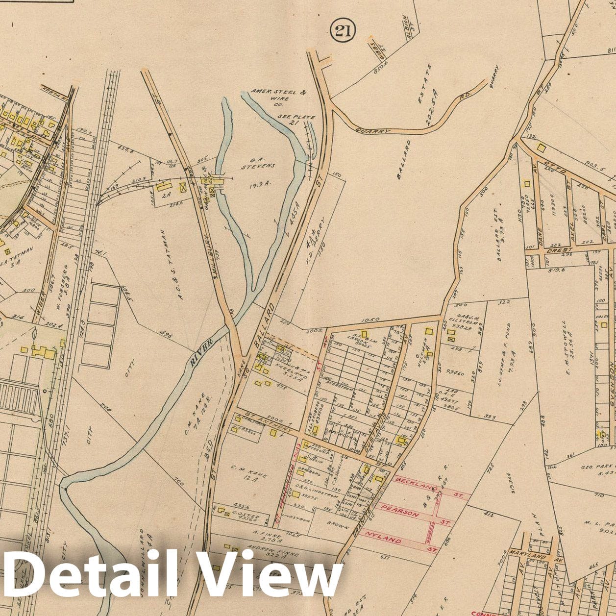 Historic Map : Atlas City of Worcester, Worcester 1911 Plate 023 , Vintage Wall Art