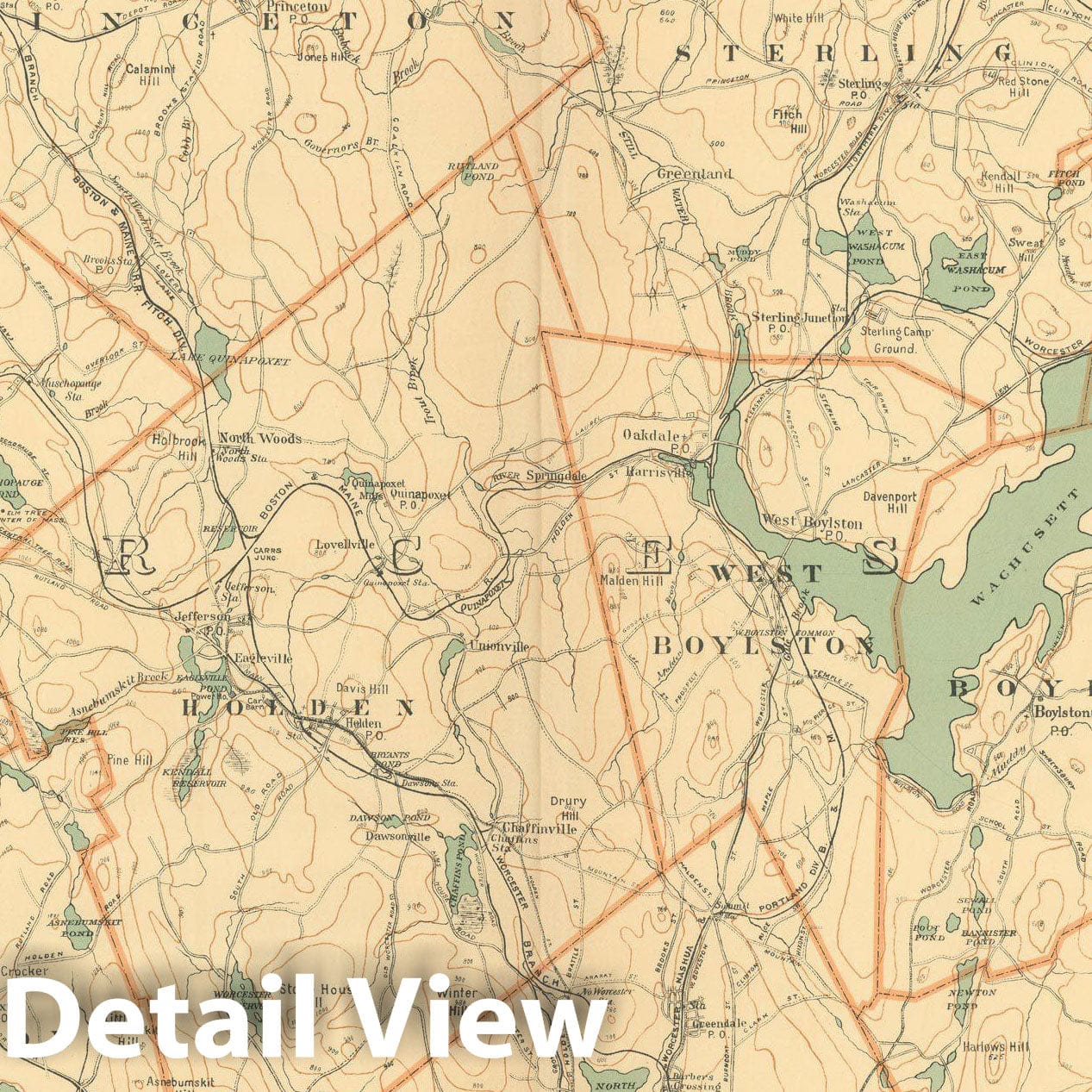 Historic Map : Atlas of Massachusetts, Berlin & Bolton & Boylston & Holden & Northborough & Paxton & Princeton & Rutland 1904 Plate 017 , Vintage Wall Art