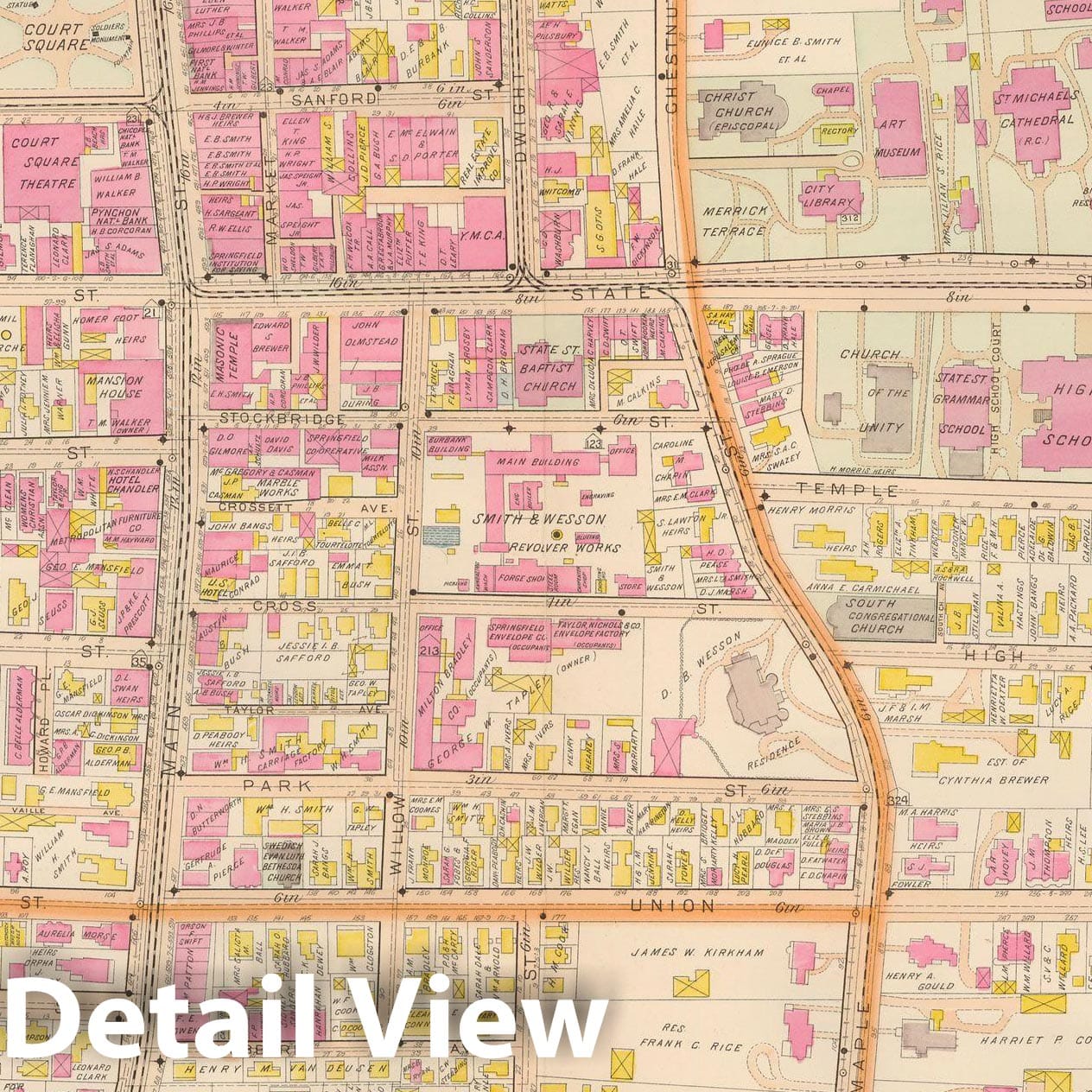 Historic Map : Atlas City of Springfield, Springfield 1899 Plate 001 , Vintage Wall Art