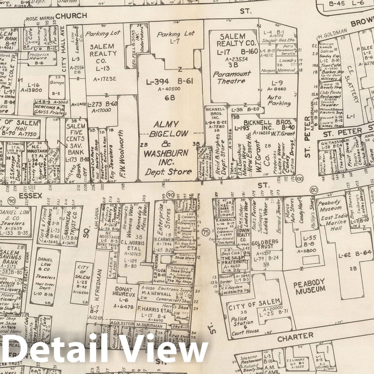 Historic Map : New England States Ed., Salem 1946 , Nirenstein's National Preferred Real Estate Locations of Business Properties , Vintage Wall Art