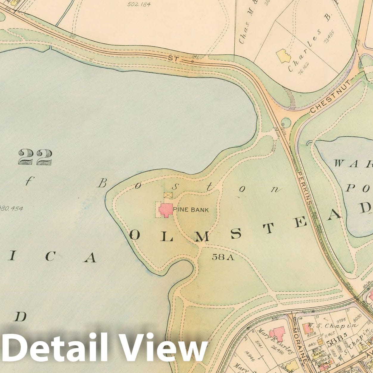 Historic Map : Atlas City of Boston, West Roxbury, Jamaica Plain 1924 Plate 009 , Vintage Wall Art