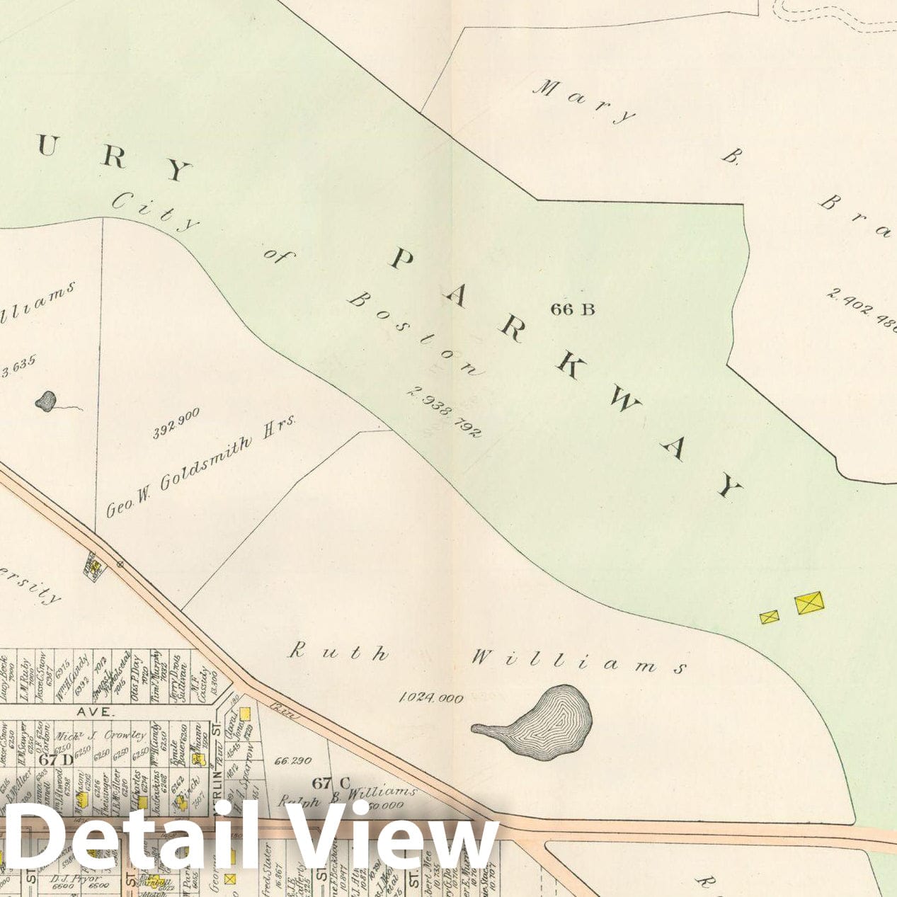 Historic Map : West Roxbury, Jamaica Plain & Roslindale, Roslindale 1905 Plate 019 , Vintage Wall Art