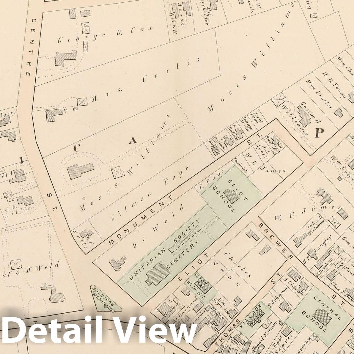 Historic Map : Atlas of County of Suffolk, MA, Vol. 5th, Jamaica Plain 1874 Plate D , Vintage Wall Art