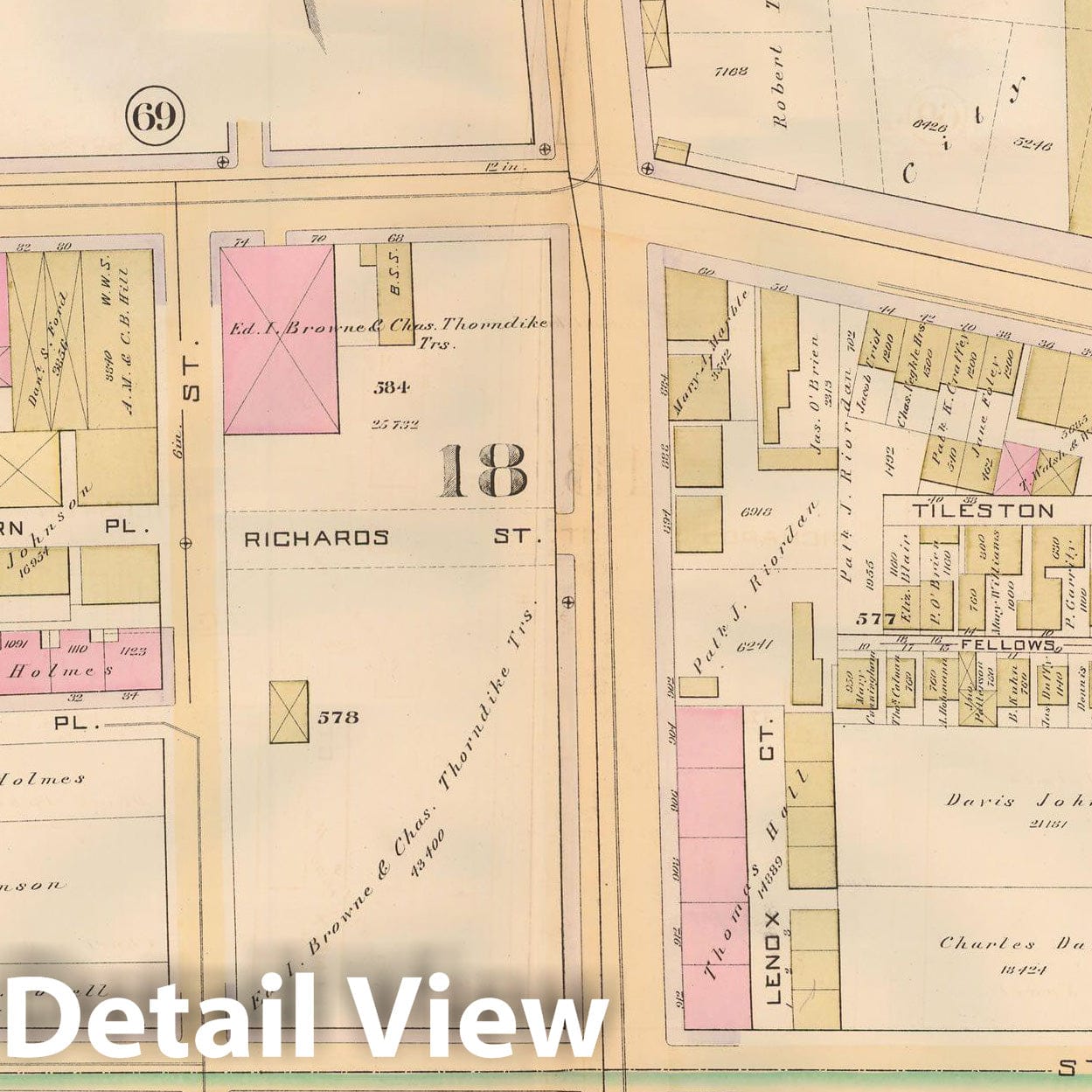 Historic Map : Atlas City of Boston, City Proper, Vol. 2, Boston 1888 Plate 068 , Vintage Wall Art