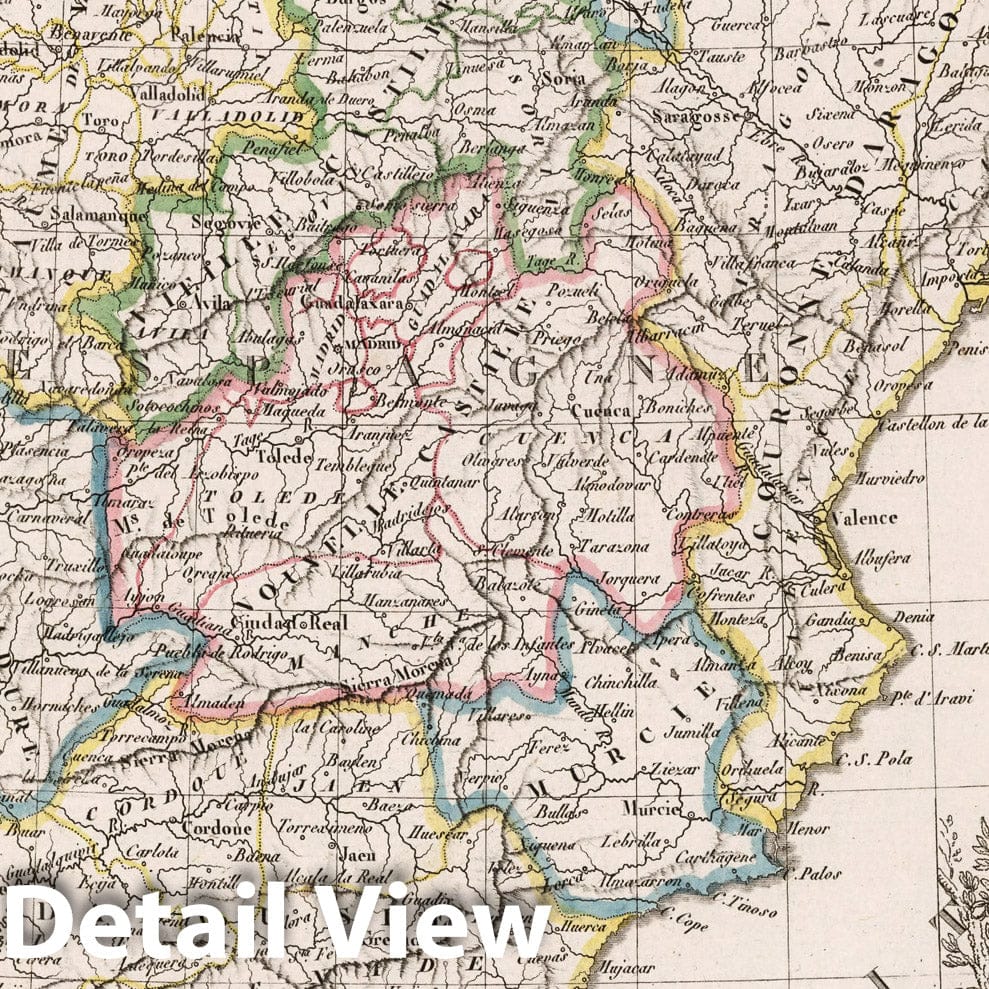 Historic Map : Portugal, Iberian PeninsulaEspagne et Portugal. 1812 , Vintage Wall Art
