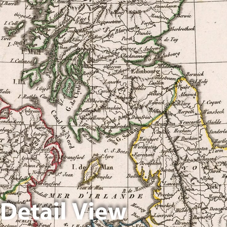 Historic Map : Ireland, British IslesIsles Britanniques ou Royaume Uni de la Grande Bretagne et d'Irlande. 1812 , Vintage Wall Art