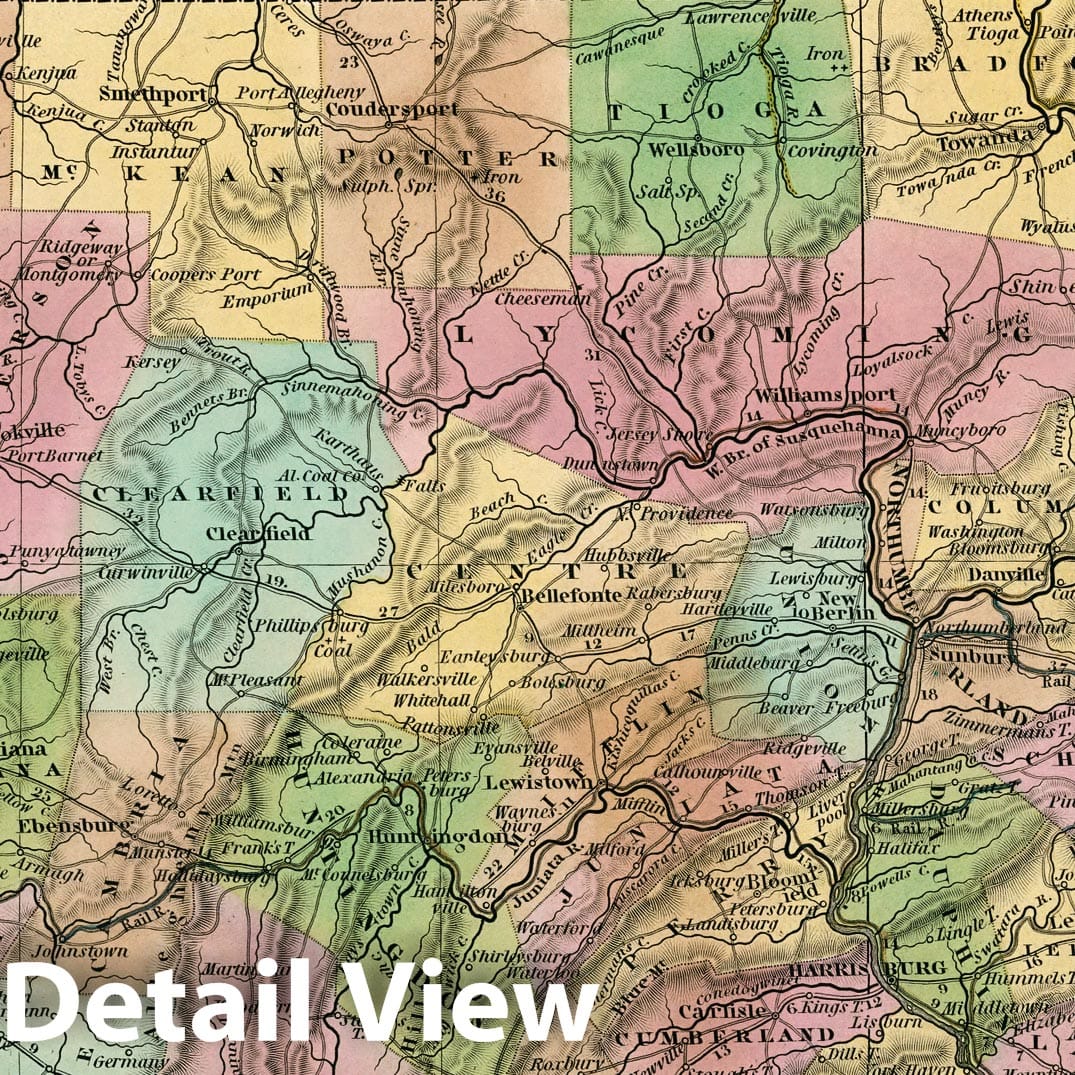 Historic Map : World Atlas Map, Pennsylvania. 1833 - Vintage Wall Art