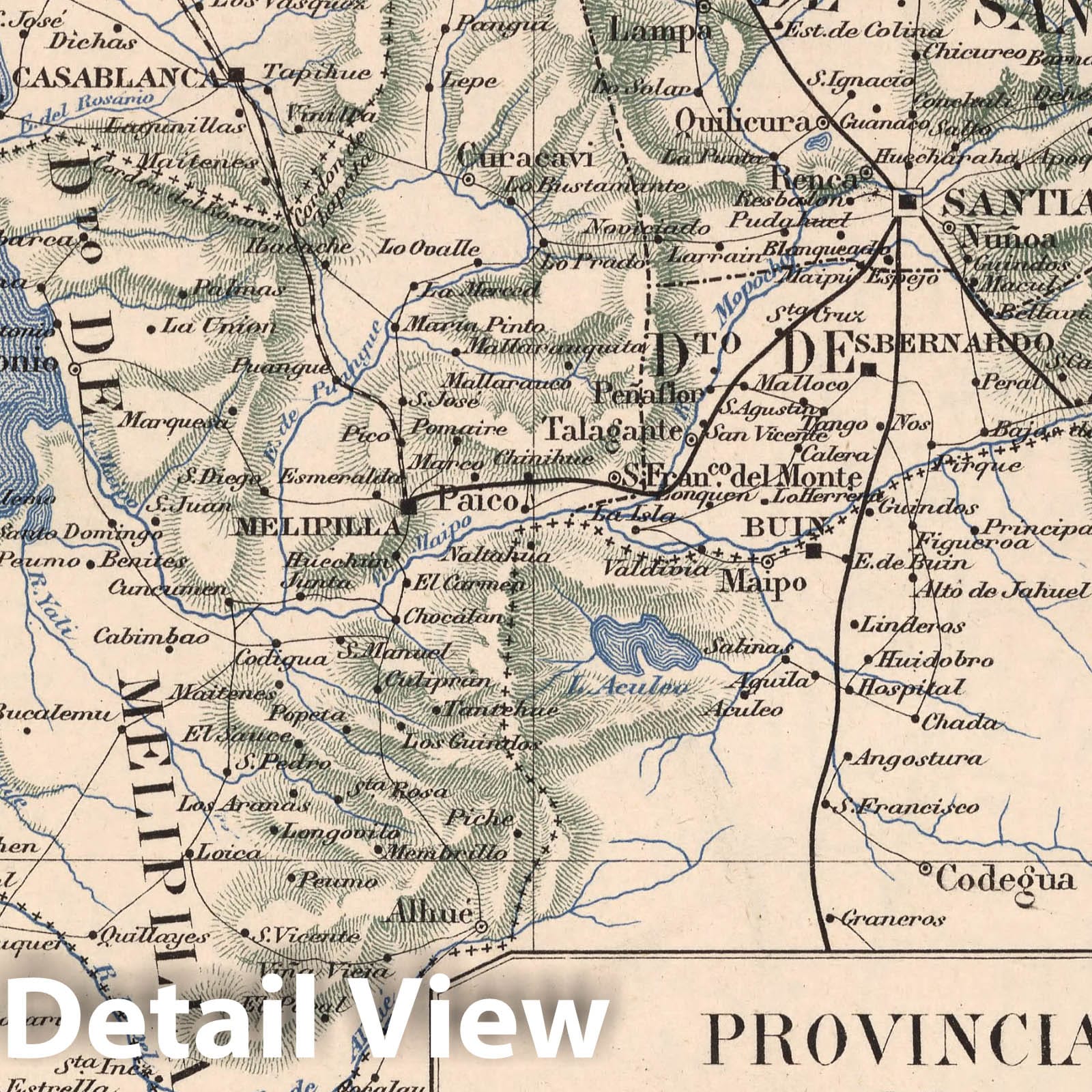 Historic Map : Chile, Mapa No. 17. Provincia de Santiago, 1903 , Vintage Wall Art