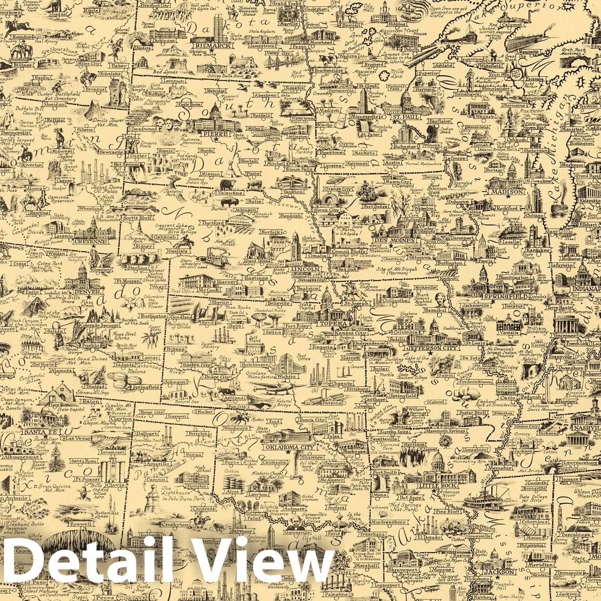 Historic Map : America the Wonderland. A Pictorial Map of the United States, 1940 - Vintage Wall Art