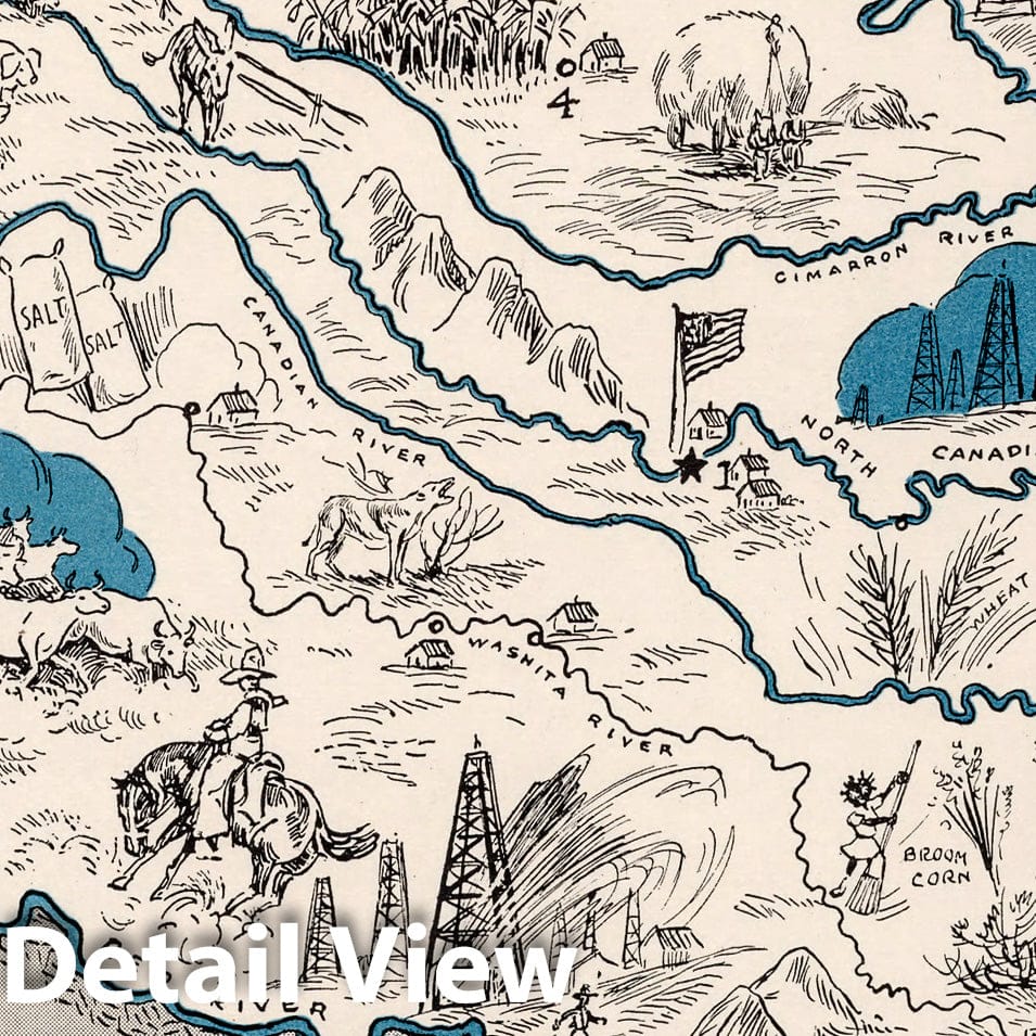 Historic Map : School Atlas Map, Oklahoma. 1931 - Vintage Wall Art