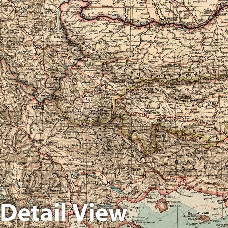 Historic Map : Bulgaria, Balkan PeninsulaNo. 36: Balkan - Halbinsel 1898 , Vintage Wall Art