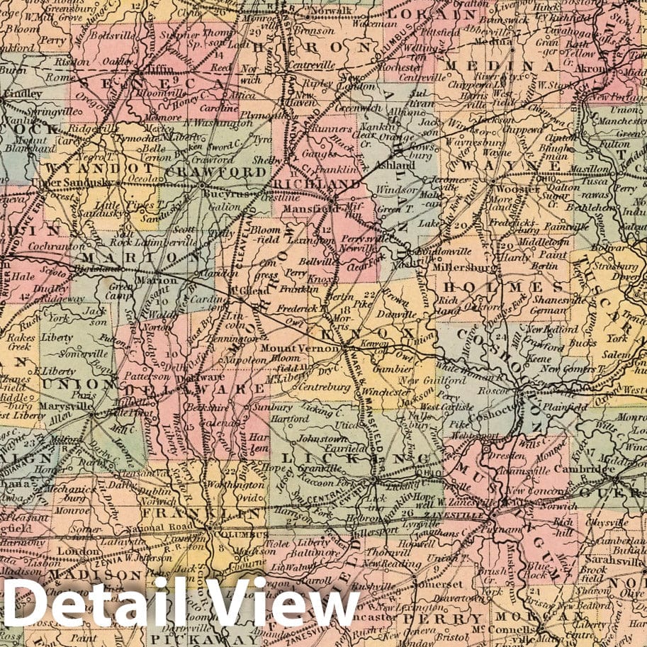 Historic Map : A New Map of the State of Ohio : Published by Charles Desilver, 1856 - Vintage Wall Art