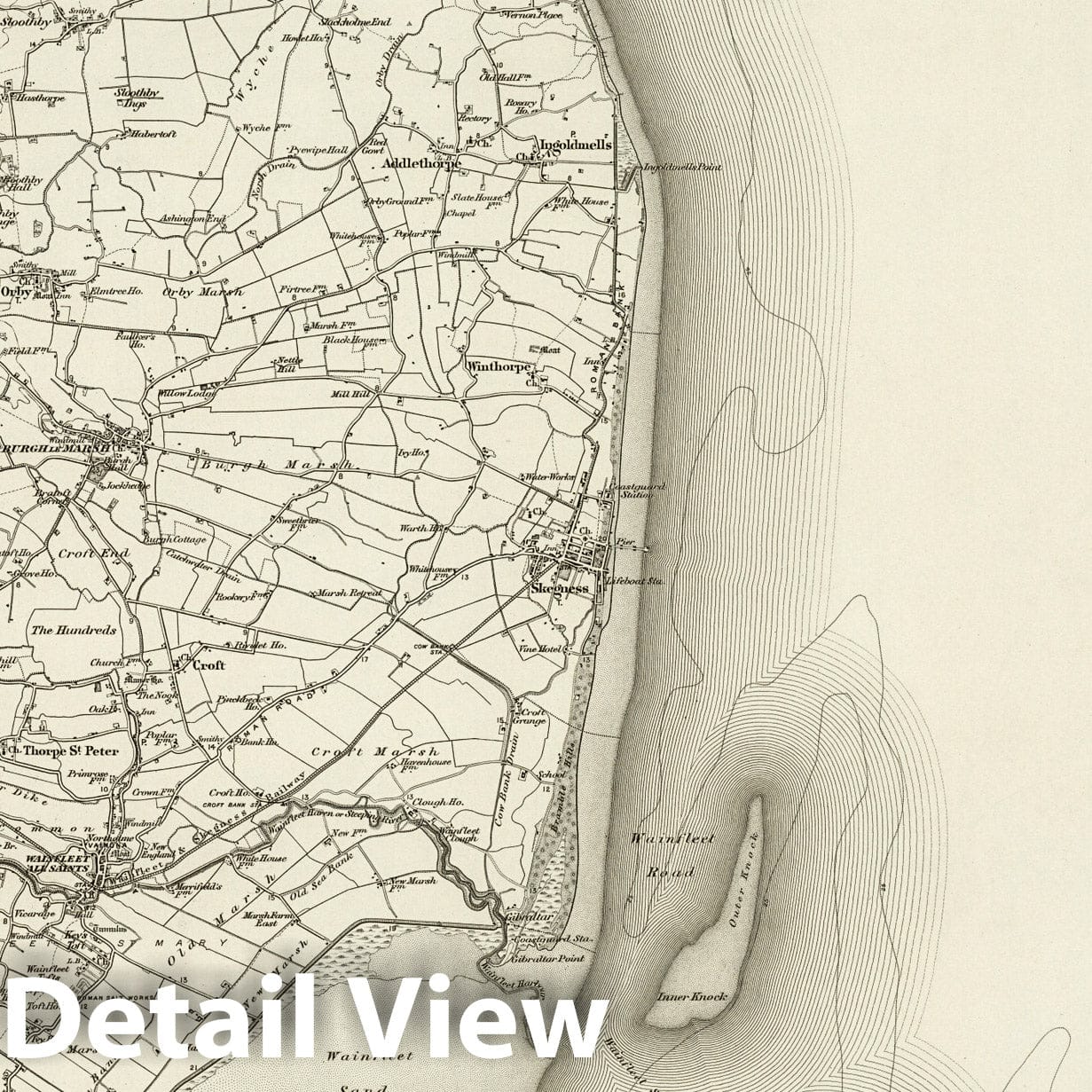 Historic Wall Map : 116 Skegness 1898 - Vintage Wall Art