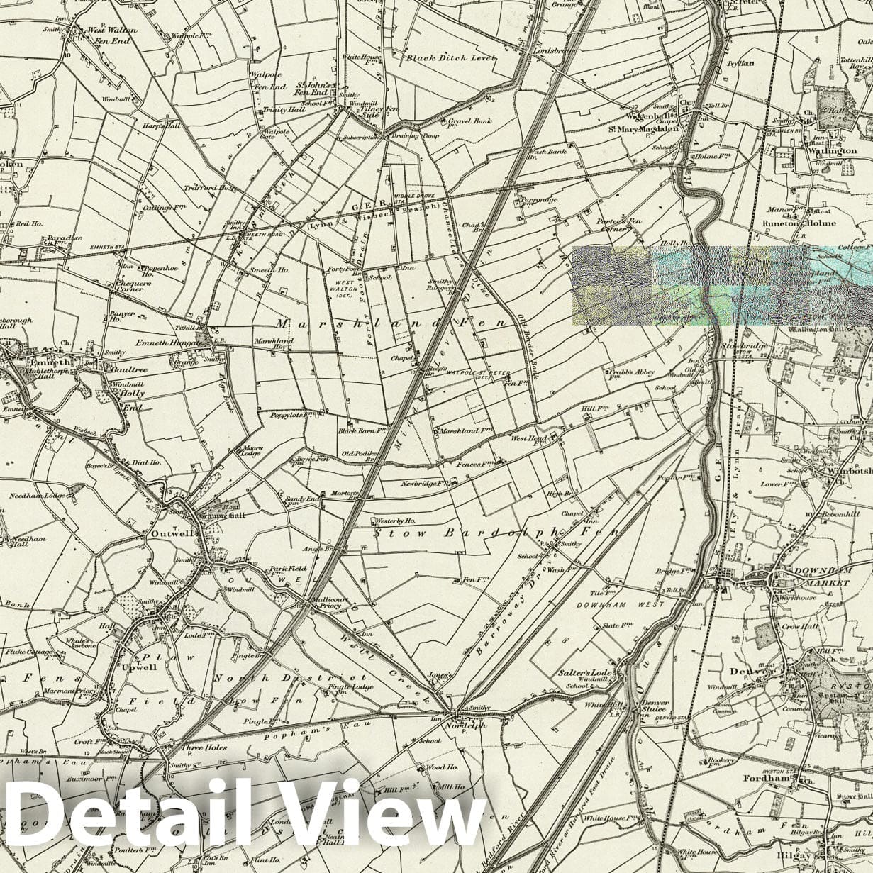 Historic Map : 159 Wisbech 1898 - Vintage Wall Art