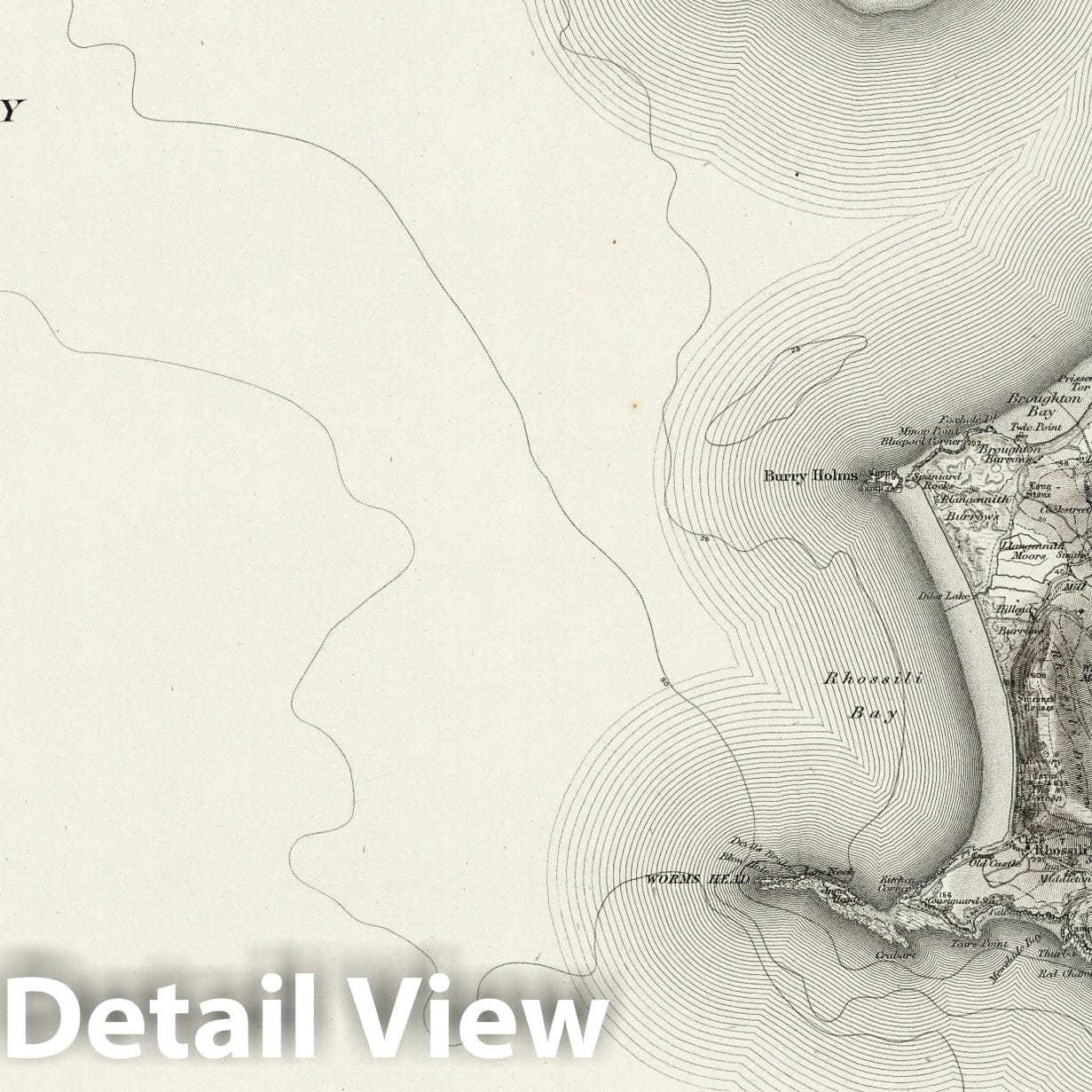 Historic Map : 246 Worms Head (Hills) 1907 - Vintage Wall Art