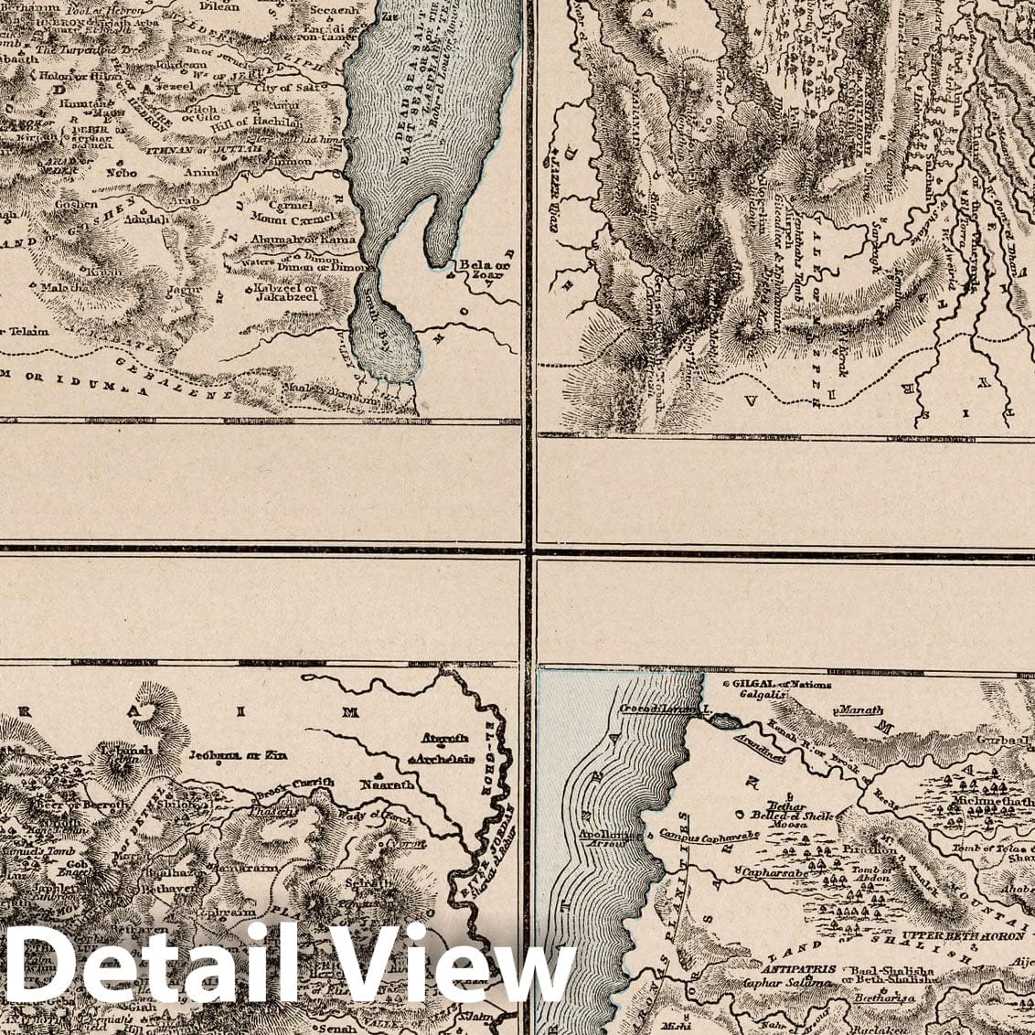 Historic Map : World Atlas Map, Half Tribes of Manasseh. Tribes of Judah & Simeon, Benjamin and Dan, Ephraim 1893 - Vintage Wall Art