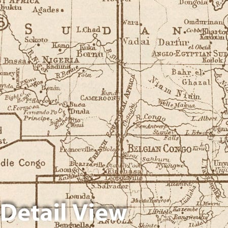 Historic Wall Map : Index Map: Africa - South-eastern Section. Index to Section Maps of Africa, 1925 - Vintage Wall Art