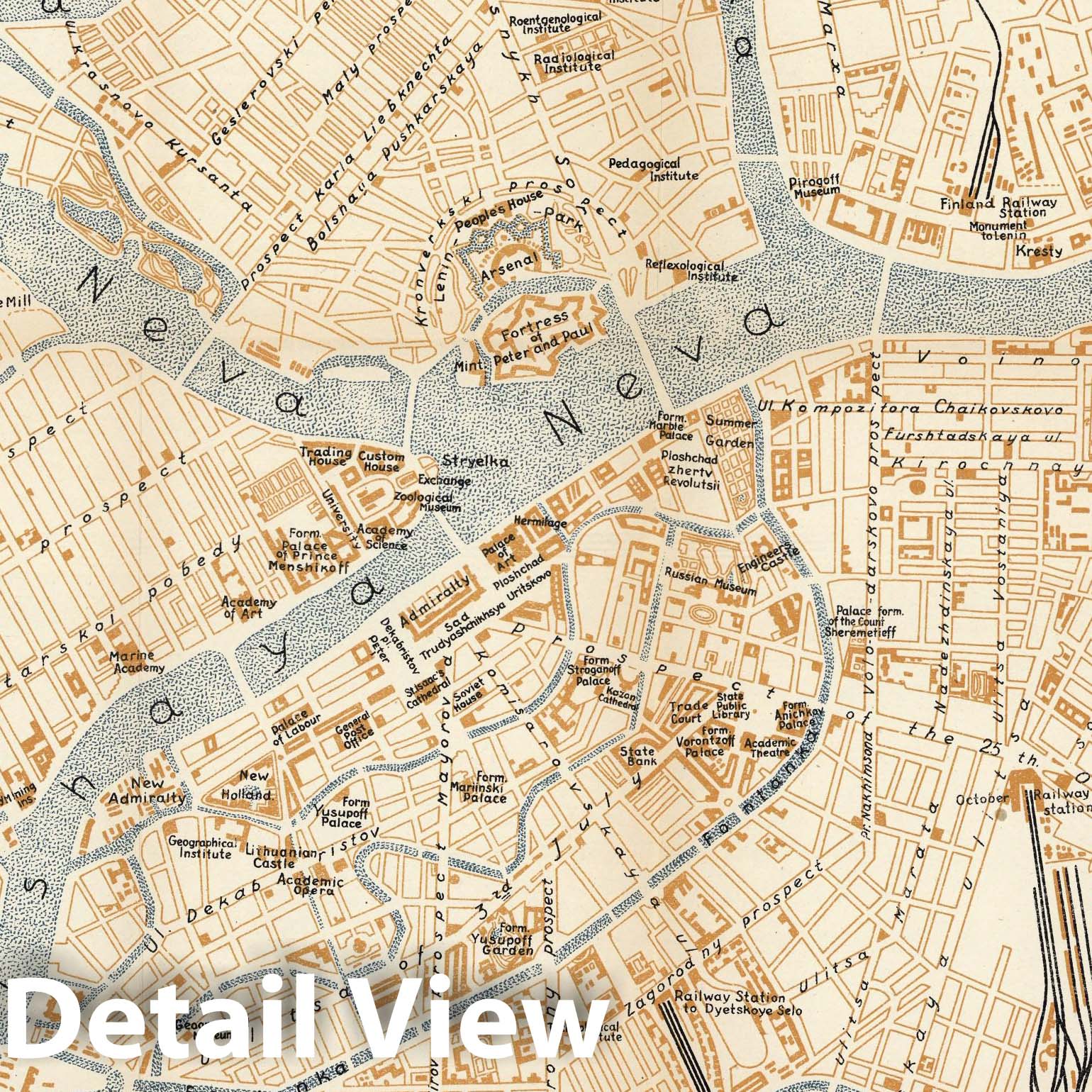 Historic Map - Leningrad Pictorial Map, 1960, - Vintage Wall Art