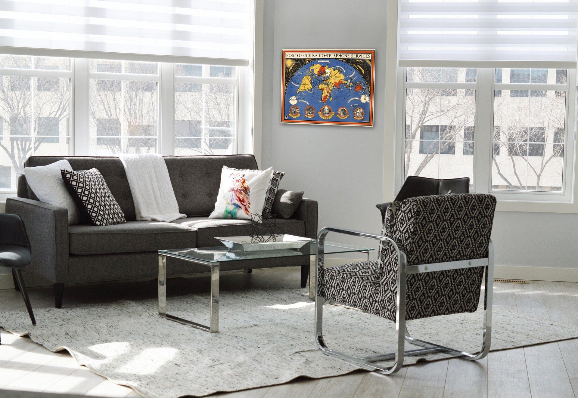 Historic Map : Post office radio - telephone services. MacDonald Gill, 1935. P.R.D. 98. 1935 - Vintage Wall Art