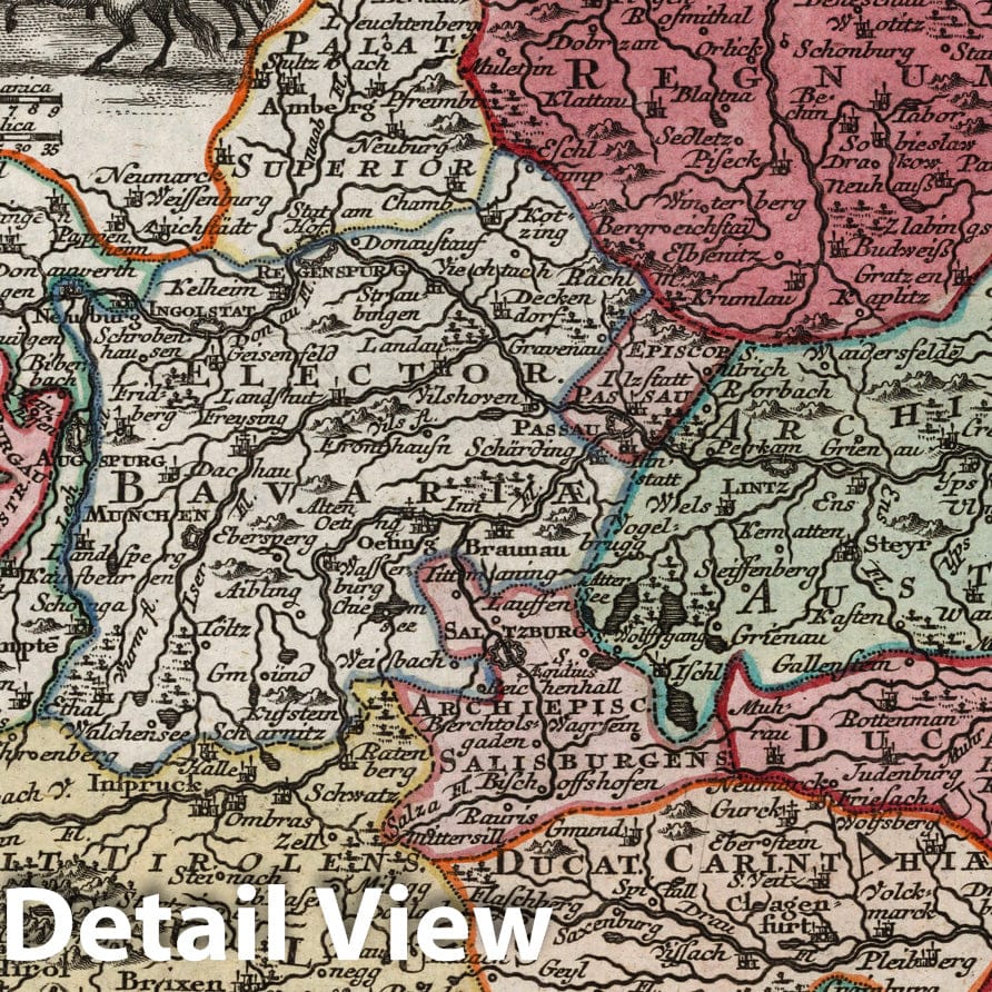 Historic Map : Austria,Maiestas Austriaca sive Circul. Archi-Ducat. Austriae 1744 , Vintage Wall Art