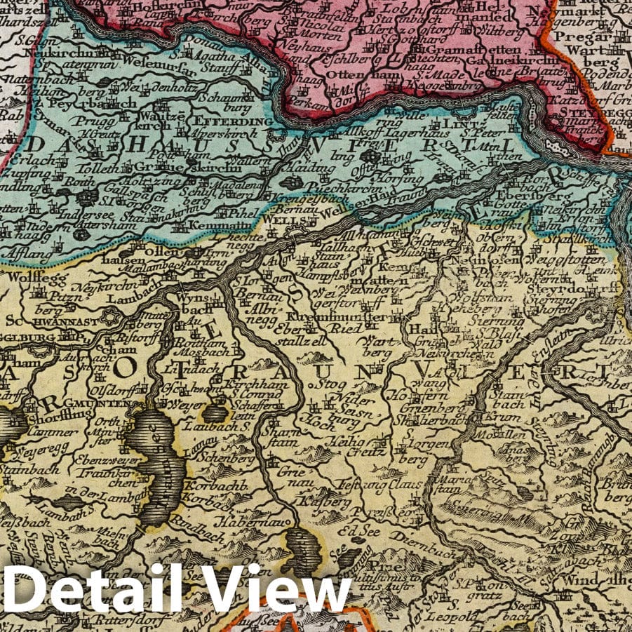 Historic Map : Austria,Archiducat. Austriae Superioris 1744 , Vintage Wall Art