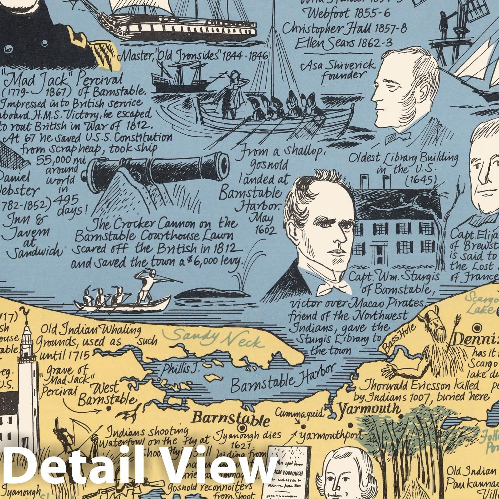 Historic Map : An historical map of Cape Cod, 1964 - Vintage Wall Art