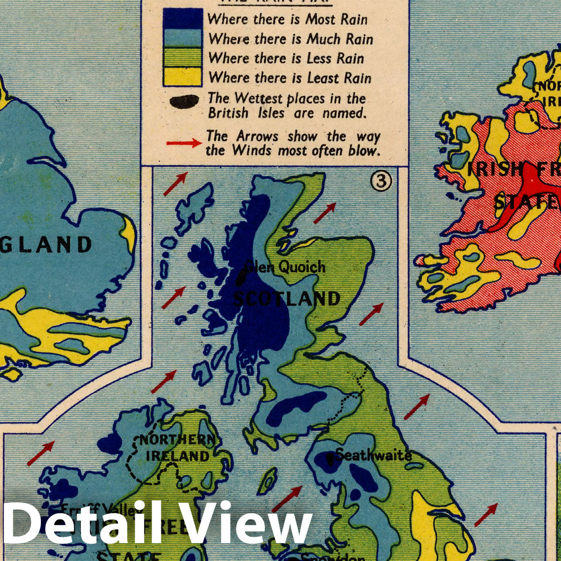 Historic Map : Geography Book, Our Homelands: British Isles - Climate. 1935 - Vintage Wall Art