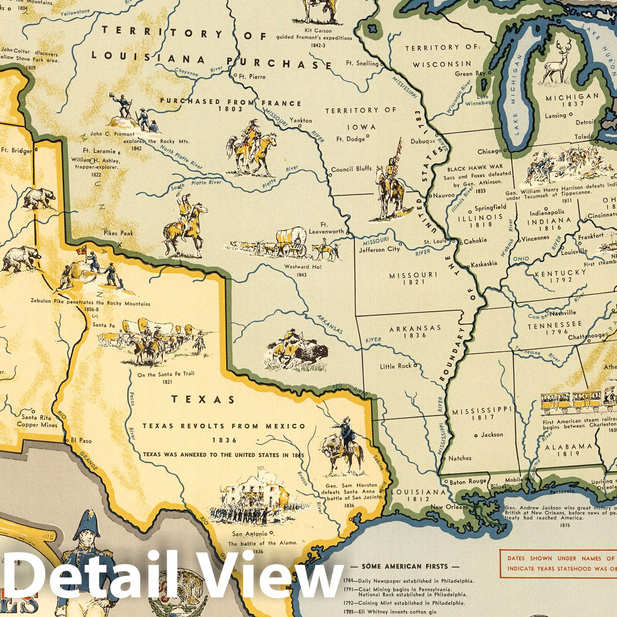 Historic Map : Map of the United States Showing Boundaries, 1784-1844. - Vintage Wall Art