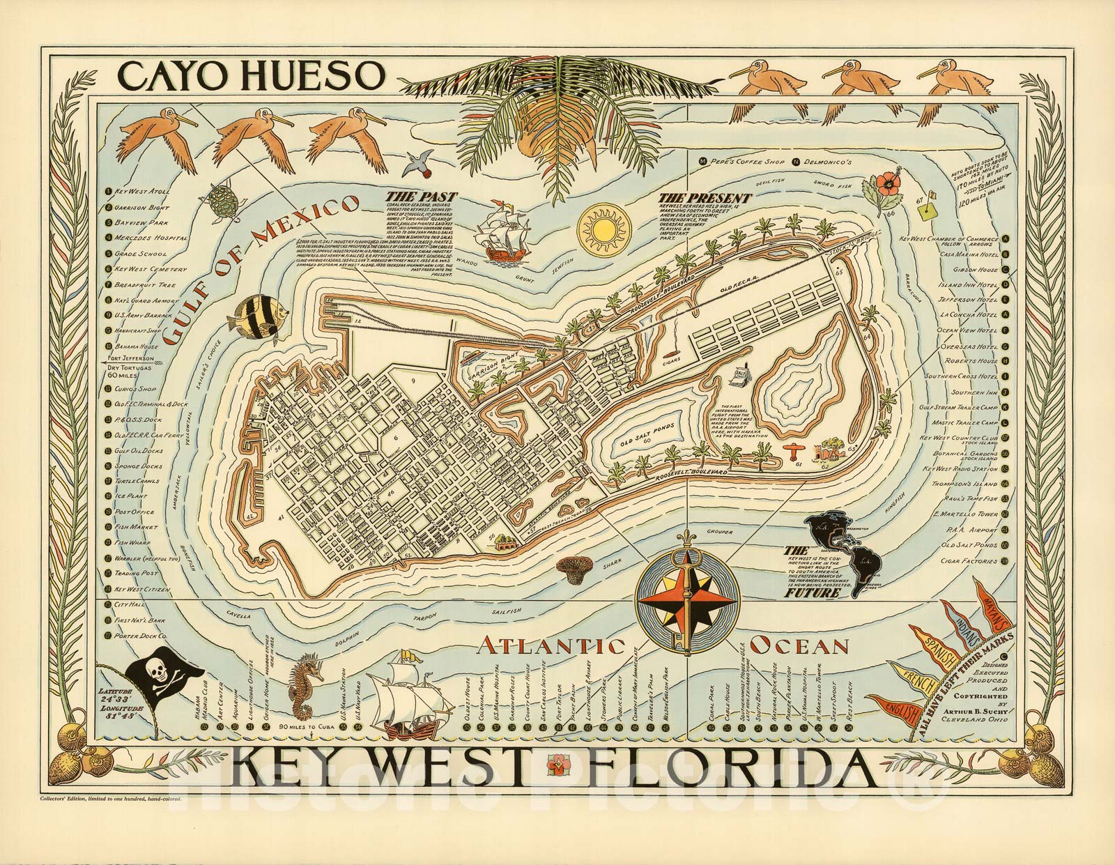 Historic Map : Key West (Florida), Key West, Florida. Cayo Hueso. 1940 , Vintage Wall Art
